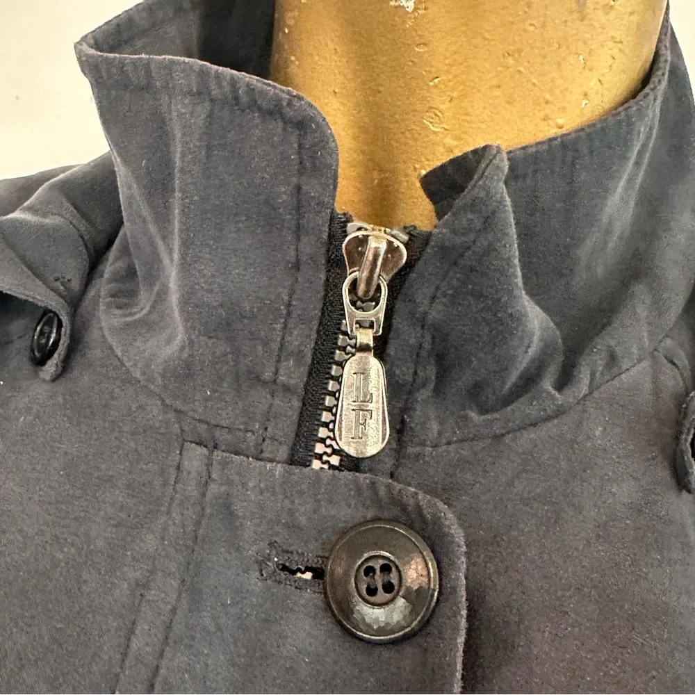 Y2K London Fog Slate Greyish blue Hooded Utility Jacket size M petite